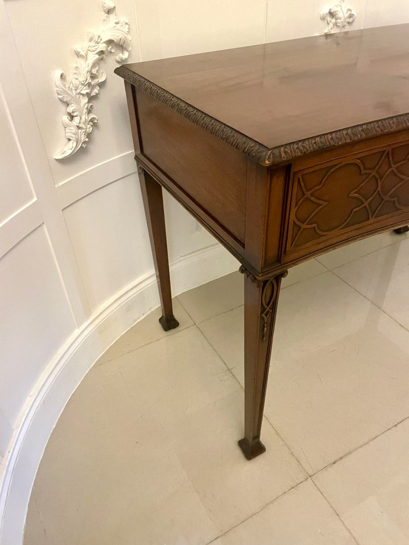 Antique Victorian Quality Carved Figured Mahogany Serving/Console Table - Image 9